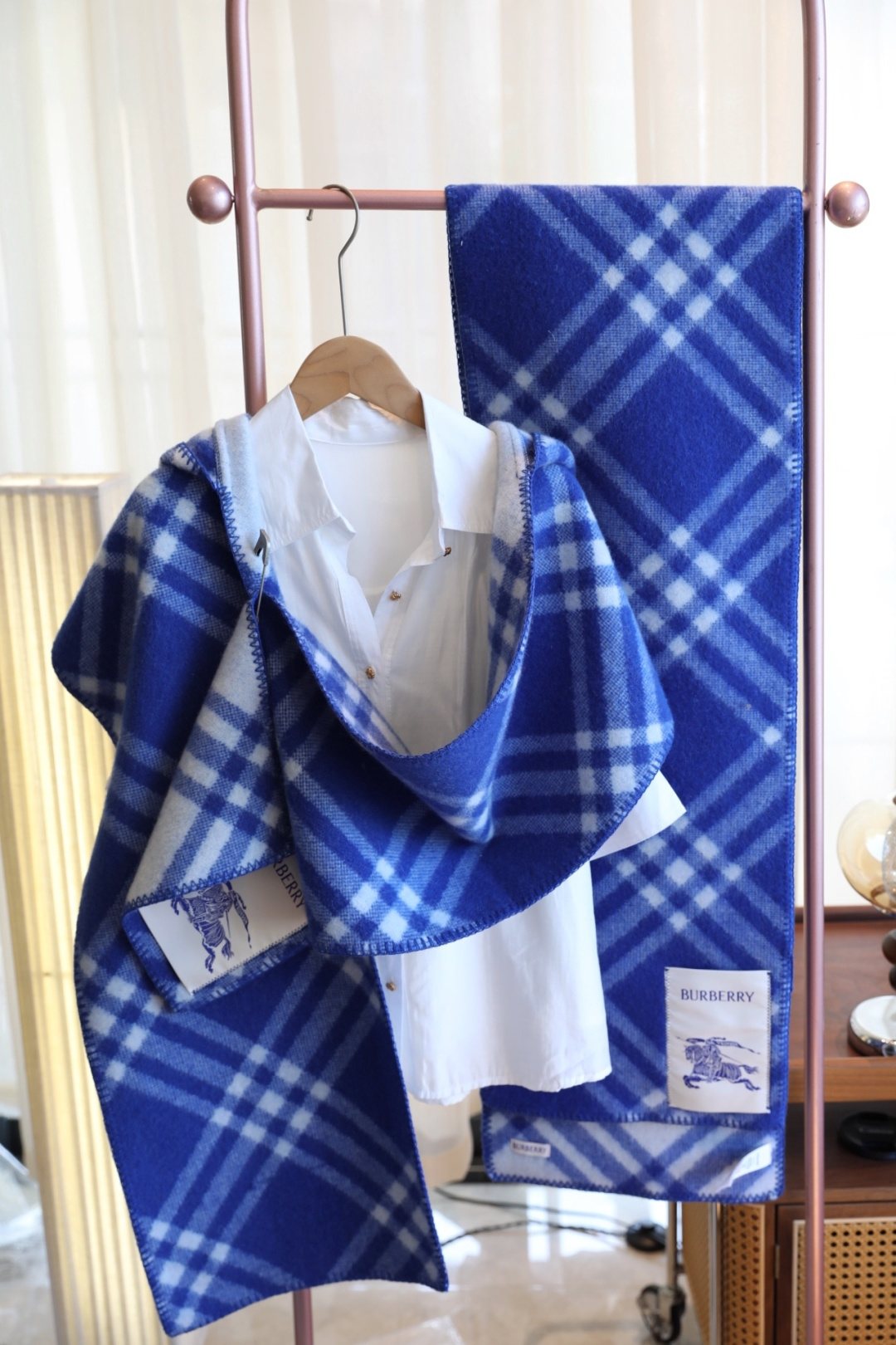 Burberry Hooded Plaid Wrap Scarf - 30 x 180 cm