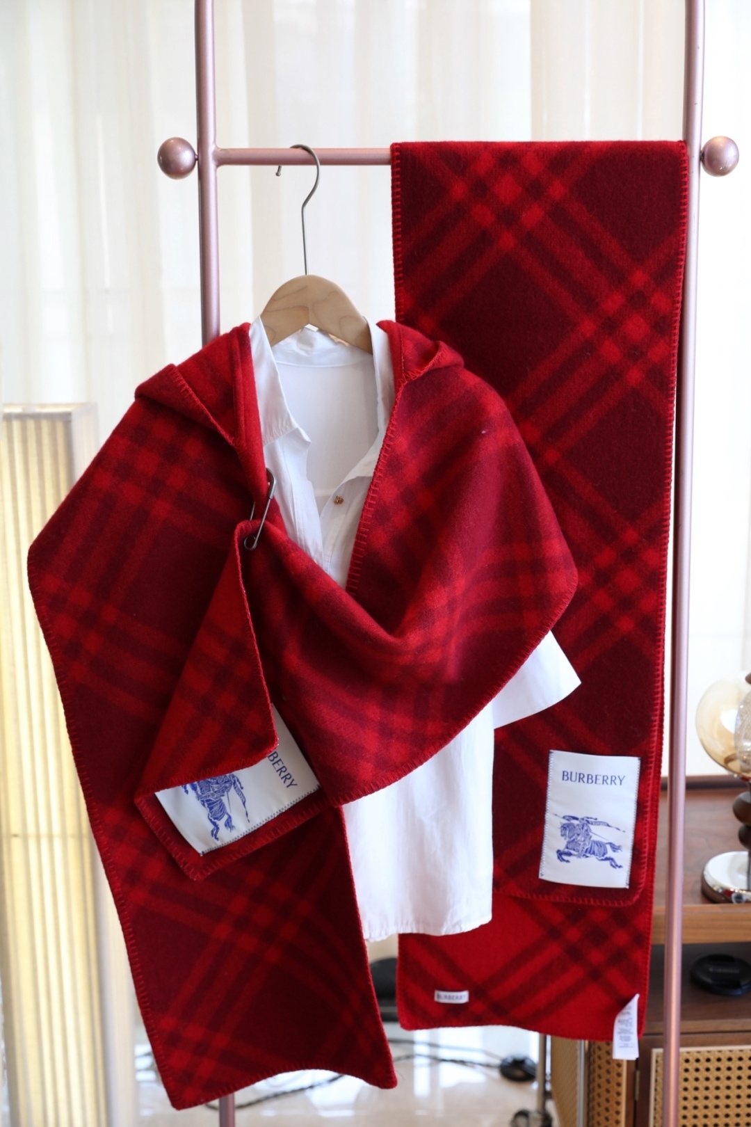 Burberry Hooded Plaid Wrap Scarf - 30 x 180 cm